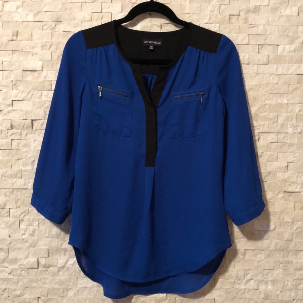 Blue and black blouse